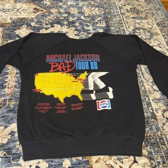 VTG 1988 Michael Jackson Bad Tour Concert Unisex LS Black Sweatshirt - Picture 11 of 16
